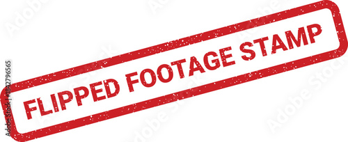 A textured rectangular rubber stamp with FLIPPED FOOTAGE STAMP text indicating a changed media status