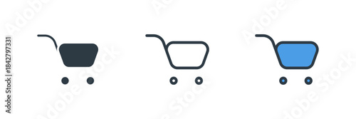 shopping cart icon set vector illustration. line, glyph, color symbol isolated on white background