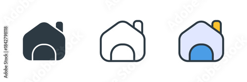 home icon set vector illustration. line, glyph, color symbol isolated on white background