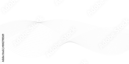 Abstract halftone background with wavy surface made of gray dots on white background. Flowing dots particles wave pattern 3D curve halftone black gradient curve shape isolated