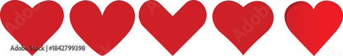 Red heart icons set vector. Set red shape heart icon,lovers on Valentines day