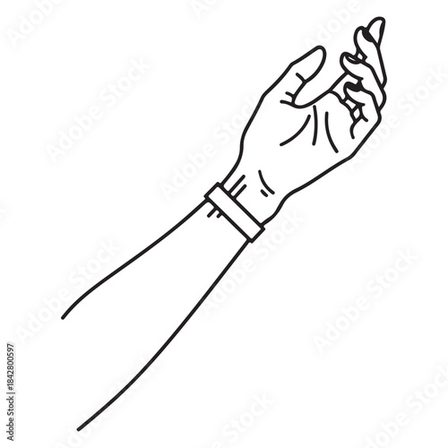 Simple black and white line drawing of a hand reaching upwards