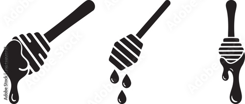 Honey Dipper Fill Icon – Sweet Food & Kitchen Vector Symbol