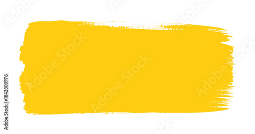 Yellow grunge brush stroke background isolated on white art paint ink texture abstract illustration