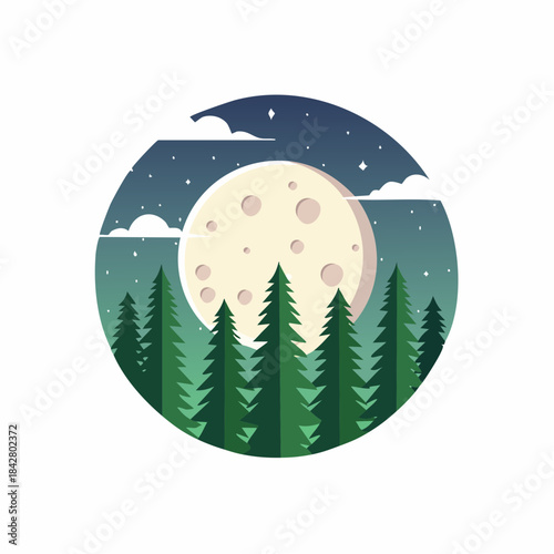 winter landscape with moon