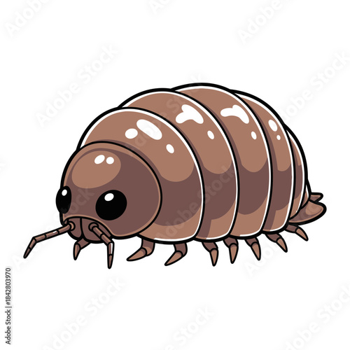 Pill Bug Illustration – Isopod Woodlouse Roly Poly Vector Icon