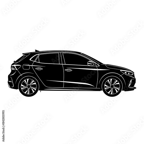 SUV Car Silhouette – Modern Crossover Vehicle Side View Vector