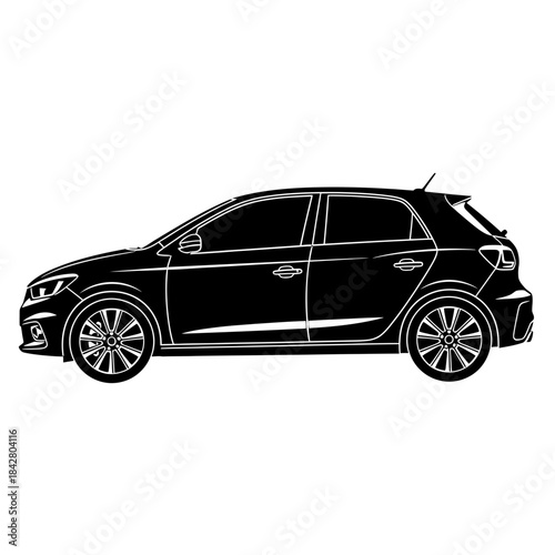 SUV Car Silhouette – Modern Crossover Vehicle Side View Vector
