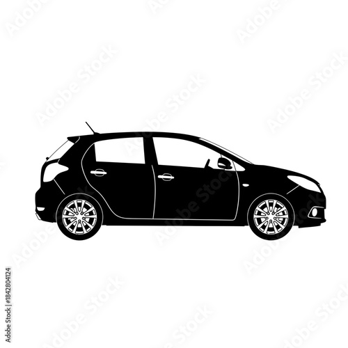 SUV Car Silhouette – Modern Crossover Vehicle Side View Vector