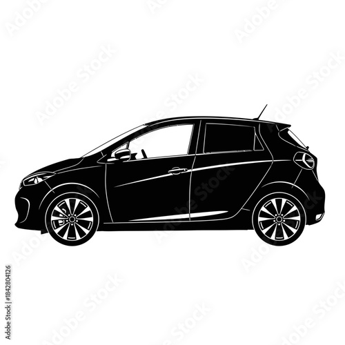 SUV Car Silhouette – Modern Crossover Vehicle Side View Vector