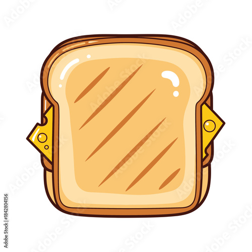 Melting Cheese Toast Illustration – Gooey Sandwich Food Vector Icon