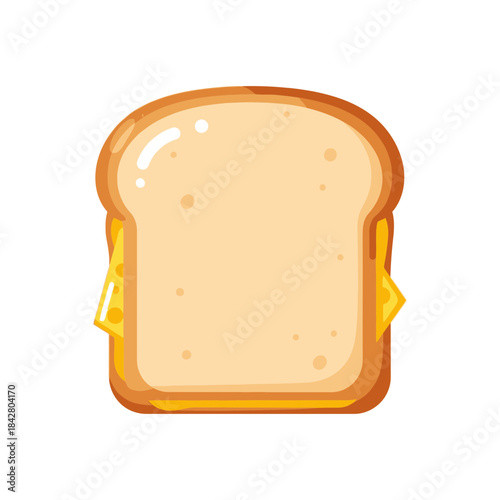 Melting Cheese Toast Illustration – Gooey Sandwich Food Vector Icon