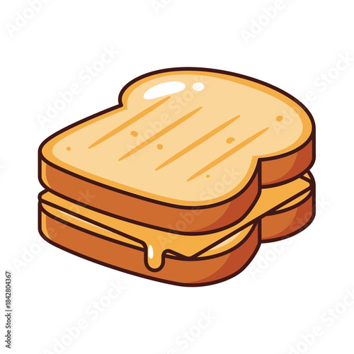 Melting Cheese Toast Illustration – Gooey Sandwich Food Vector Icon