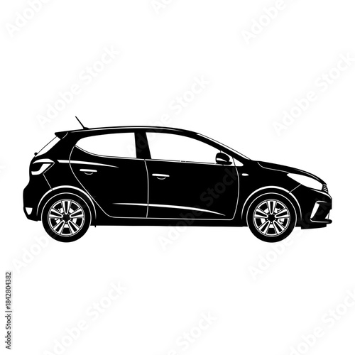 SUV Car Silhouette – Modern Crossover Vehicle Side View Vector