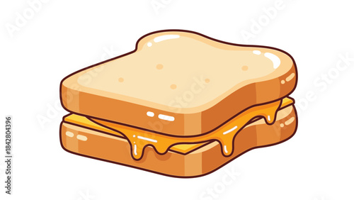 Melting Cheese Toast Illustration – Gooey Sandwich Food Vector Icon