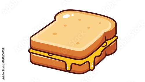 Melting Cheese Toast Illustration – Gooey Sandwich Food Vector Icon