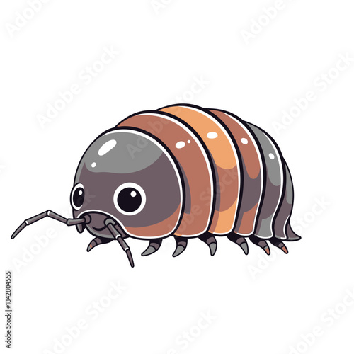 Pill Bug Illustration – Isopod Woodlouse Roly Poly Vector Icon