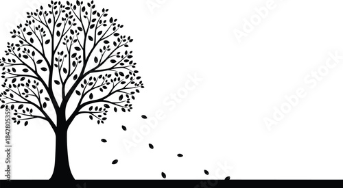 Black Silhouettes of a Large Extended Family Group with Multiple Adults and Children, Interacting and Waving, Symbolizing Generational Connections, Community, and Family Support Vector