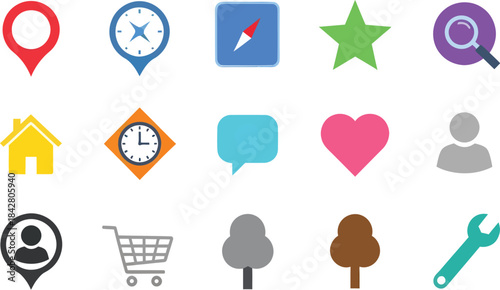 Modern Flat UI Icons Set