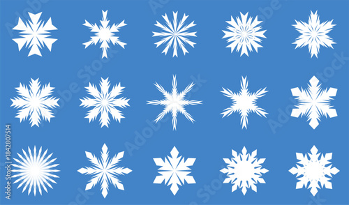 Snow icon, snowflake icon, to complete the winter background effect, isolated on a blue background. vector