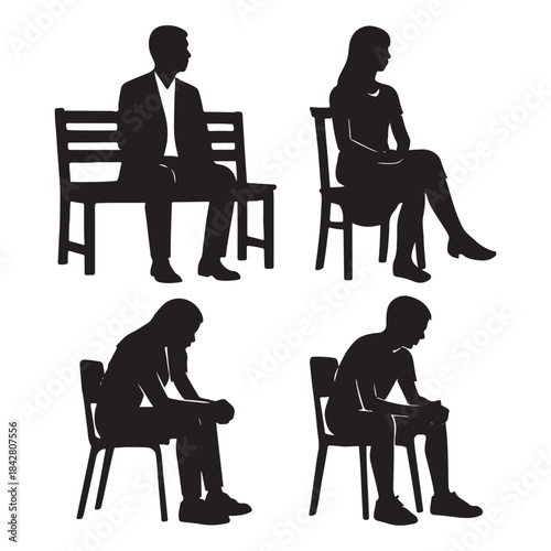 Sitting People Silhouette Vector Collection – Men, Women & Teens