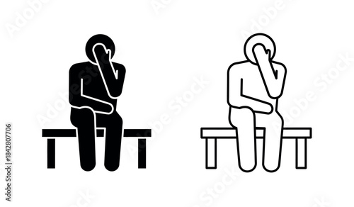 Sadness and grief conceptual icon set illustration