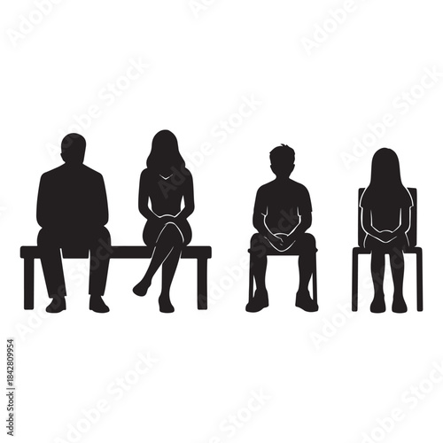 Sitting People Silhouette Vector Collection – Men, Women & Teens