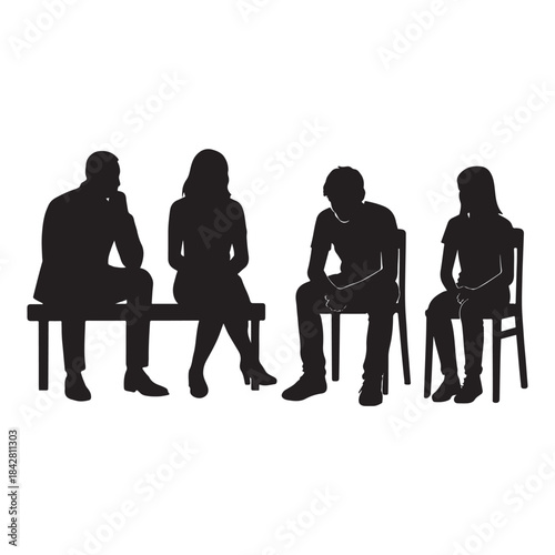 Sitting People Silhouette Vector Collection – Men, Women & Teens
