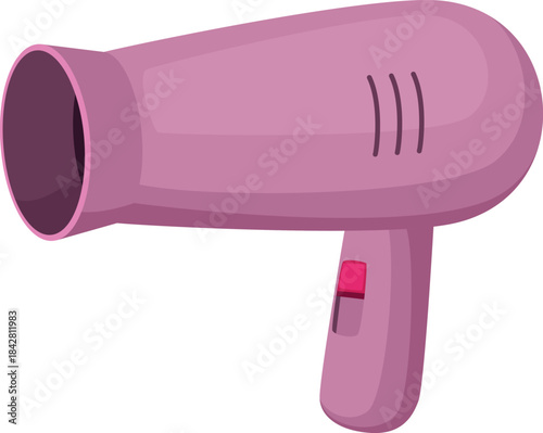 A pink hair dryer with a pink handle