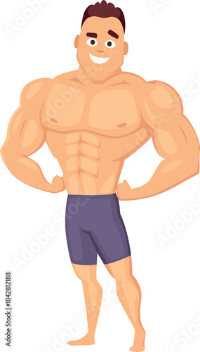 A muscular man with a smile on his face