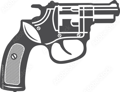 A black gun with a white background