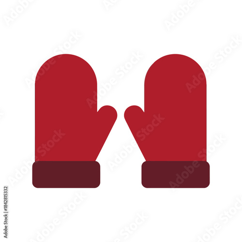 Stylish Red Mittens Vector Illustration, Cozy Winter Handwear Design, Warm Fashion Accessories for Cold Weather, Isolated Graphic for Seasonal Themes