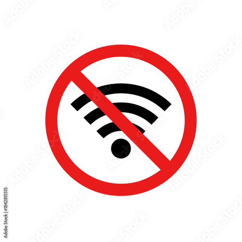 No Wi-Fi Available – Wireless Network Prohibition Icon