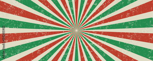 Vintage red green grunge retro circus lights background with festive swirls. Vector illustration