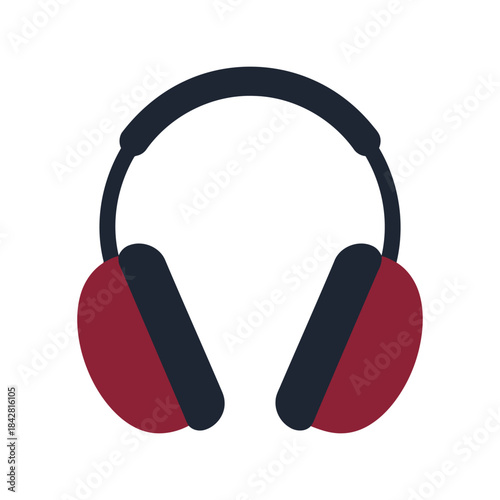 Stylish Red and Black Headphones Icon for Music Lovers, Audiophiles, and Creative Projects - Modern Design Elements for Digital Use