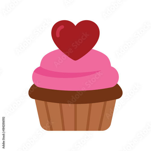 Delicious Valentine's Day Cupcake with Heart Topping, Ideal for Romantic Celebrations and Sweet Desserts