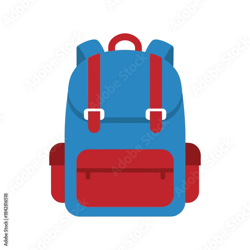 Stylish Blue and Red Backpack for School and Travel - Trendy Durable Design for Everyday Use