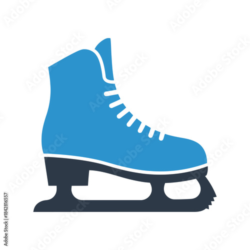 Stylish Blue Ice Skate Icon for Winter Sports and Fitness Promotion, Perfect for Holiday Marketing and Apparel Design