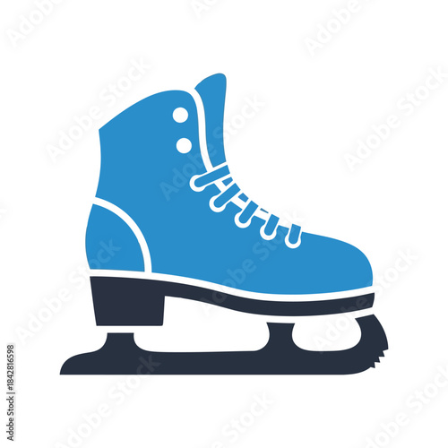 Stylish Blue Ice Skates Icon for Winter Sports, Figure Skating, and Ice Rink Designs - Vector Illustration
