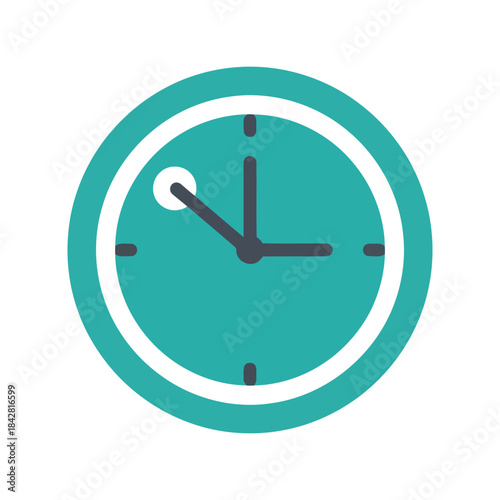 Modern Minimalist Clock Icon in Teal: Timely Symbol of Time Management and Productivity for Digital Projects