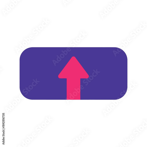 Stylized Vector Upload Button with Pink Arrow on Purple Background for Website and App Interfaces