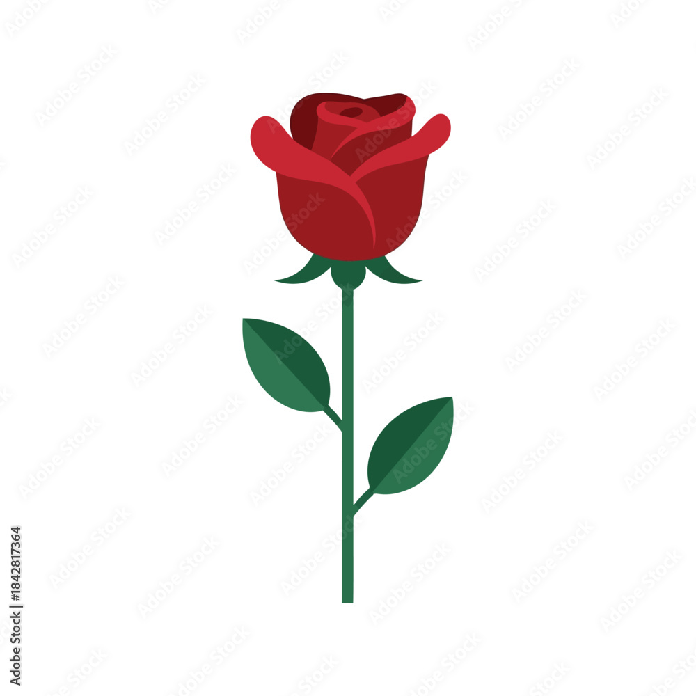 Obraz premium Elegant Red Rose Flower Illustration for Romantic Celebrations and Floral Designs