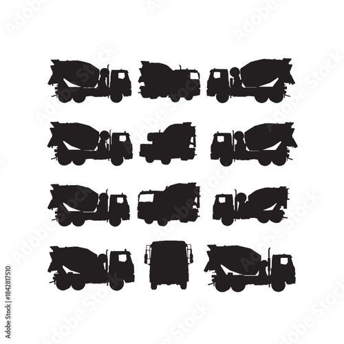 Cement Mixer Silhouettes Collection,Cement Mixer Silhouettes,Vector Cement Mixer Silhouettes,Concrete Mixer Silhouettes,cement mixer vector