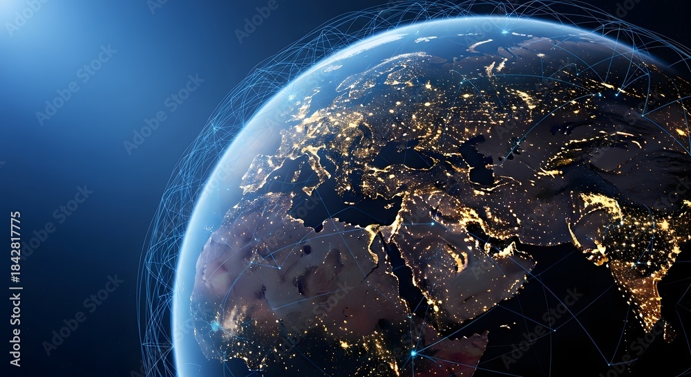 Obraz premium A stunning view of the earth from space with sunlight