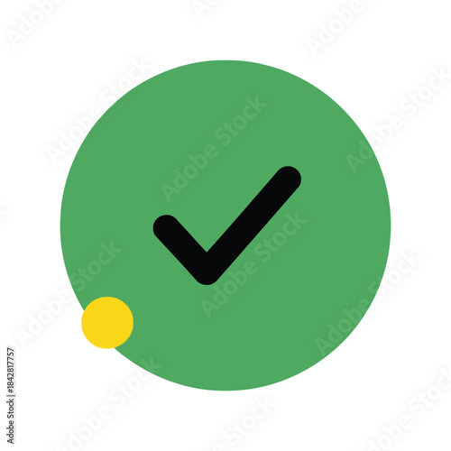 Vibrant Green Circle with Checkmark Icon for Success, Approval, or Completion Concepts in Modern Design