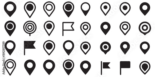 Set of location pin icons. location pin place marker. Location icon. Map marker pointer icon set. Modern map markers. Pin icon vector isolated on white background. Vector illustration, eps 10.