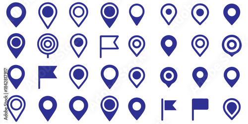 Set of location pin icons. location pin place marker. Location icon. Map marker pointer icon set. Modern map markers. Pin icon vector isolated on white background. Vector illustration, eps 10.