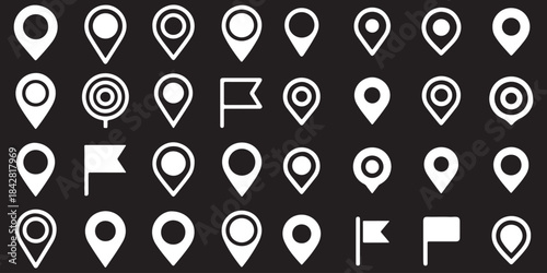 Set of location pin icons. location pin place marker. Location icon. Map marker pointer icon set. Modern map markers. Pin icon vector isolated on white background. Vector illustration, eps 10.