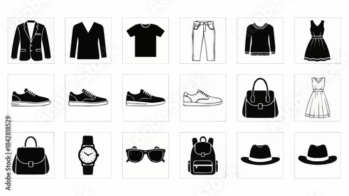 Collection of Fashionable Clothing and Accessories for Men and Women.