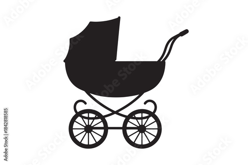Vintage Classic Baby Pram Carriage Stroller Silhouette
